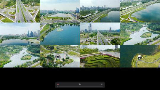 4K航拍成都天府公园秦皇湖天府大道多镜头高清在线视频素材下载