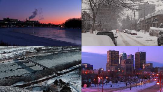 【合集】加拿大 城市景观 空镜 雪景