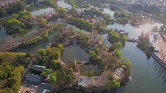 昆明航拍翠湖公园景观视频素材模板下载