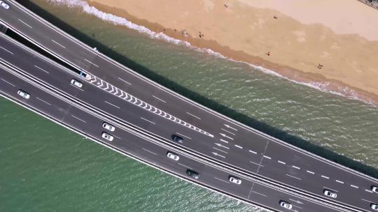 4k 航拍厦门海岸线海岛公路演武大桥视频素材模板下载