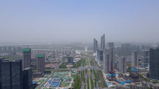 4k 航拍南京中央商务区房地产背景