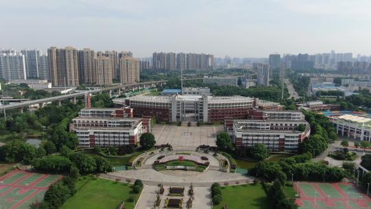 湖北武汉华中师范大学第一附中空镜航拍
