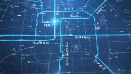 北京地图线路模板AE视频素材教程下载