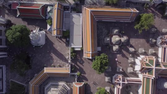 泰国曼谷寺庙鸟瞰图视频素材模板下载