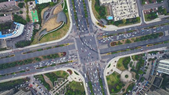 4k俯拍城市十字路口车流繁忙交通合集视频素材模板下载