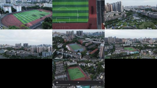 4K成都师范学院 狮子山校区学校操场足球场高清在线视频素材下载
