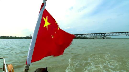 南京长江大桥江面实拍视频素材模板下载