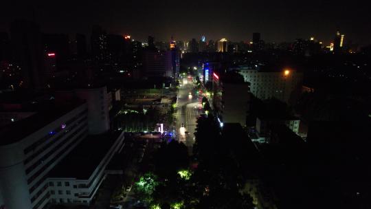 河南郑州城市夜景灯光航拍