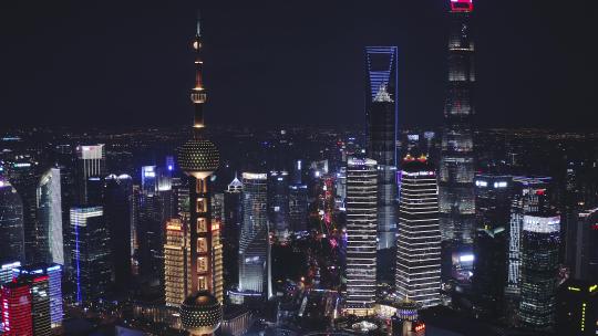 上海陆家嘴金融圈航拍夜景