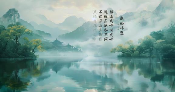 国风山水画诗词02（ae模版）水墨诗词