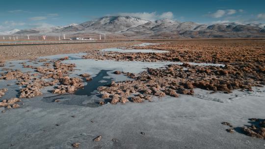 西藏旅游风光318国道高原冻土冰河冰面
