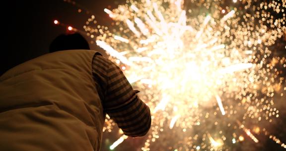 烟花合集元宵节跨年迎接新年热闹放烟花氛围