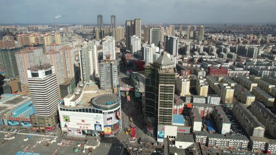 沈阳中街城市高楼建筑天际线航拍视频素材模板下载