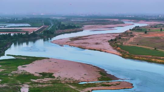 渭河河流河床夕阳视频素材模板下载