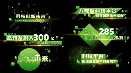 绿色科技农业字幕条简洁简约线条AE模板高清AE视频素材下载