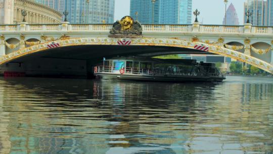 天津网红地标北安桥桥梁河流实拍视频素材模板下载