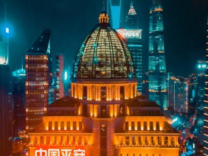 中国平安银行大厦夜景视频素材模板下载