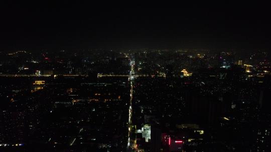 郑州凌晨夜景灯光航拍