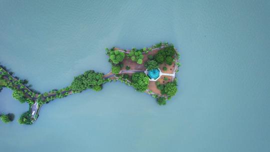 航拍武汉旅游地标5A级东湖景区先月亭