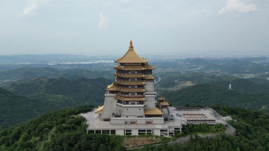 航拍湖北黄石东方山风景区东昌阁