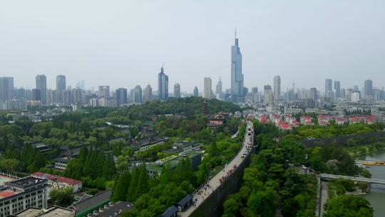 4k 航拍江苏南京城市建筑天际线