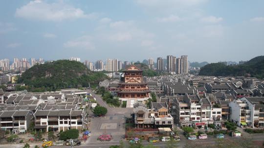 航拍广西柳州窑埠古镇历史文化建筑