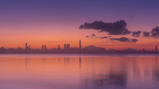 深圳湾日出朝霞