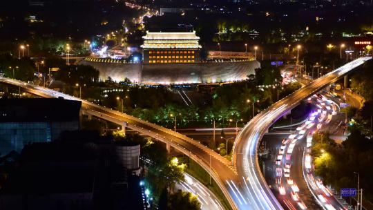 北京德胜门箭楼之夜景延时摄影