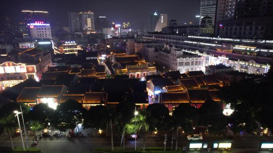 广西南宁三街两巷历史文化街区夜景航拍