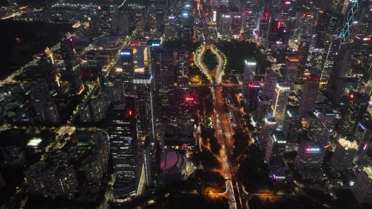 4K深圳福田区CBD夜景航拍