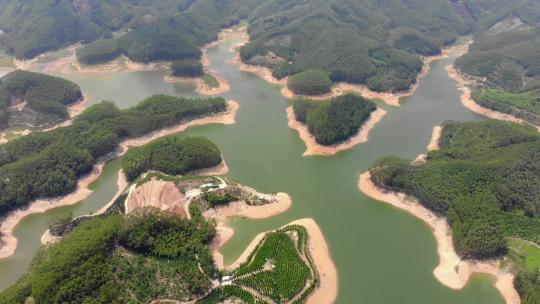 航拍福建千岛湖漳州龙海湖后水库风光