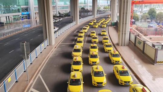 重庆江北机场出租车排队视频素材模板下载