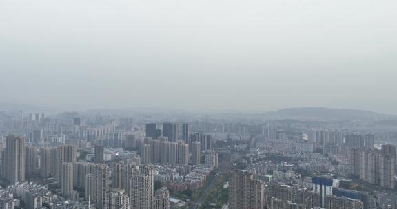 阴雨天福州航拍城市下雨天建筑云雾缭绕风光