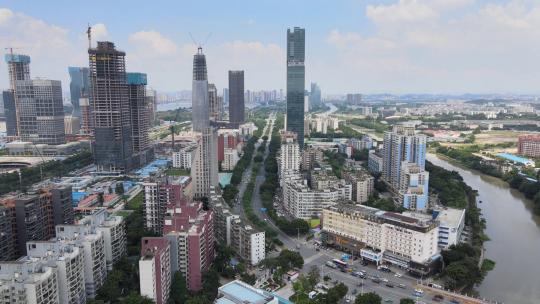 广州琶洲高楼在建中CBD高楼交通城市建筑