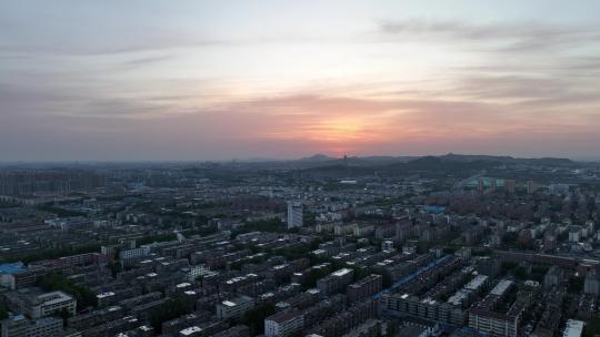 淄博清晨航拍空镜