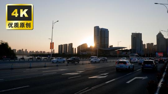 早高峰堵车晚高峰车流延时桥上车流城市交通