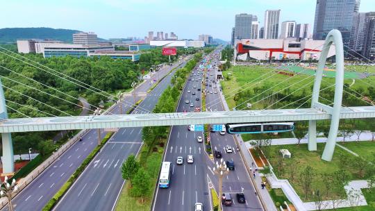 武汉光谷高新大道空轨航拍视频素材模板下载
