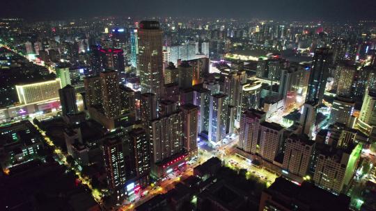 中国辽宁沈阳城市风光夜景航拍