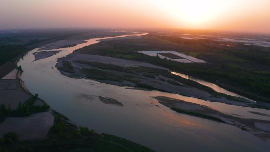 陕西渭河河流落日 河流