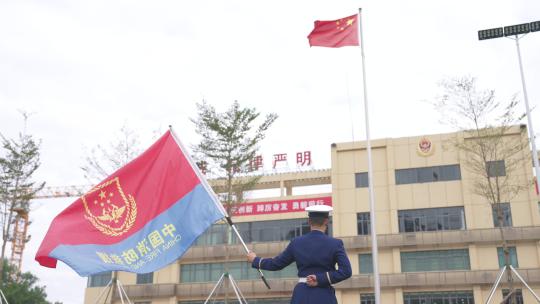 深圳消防员挥旗视频素材模板下载