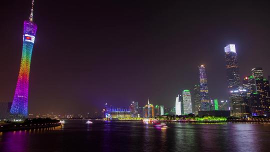 美丽的广州电视塔地标夜景视频素材模板下载