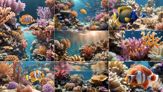 海洋海底世界热带鱼珊瑚海洋生物高清在线视频素材下载