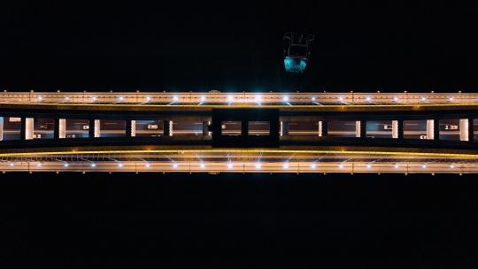 上海卢浦大桥夜景航拍视频素材模板下载