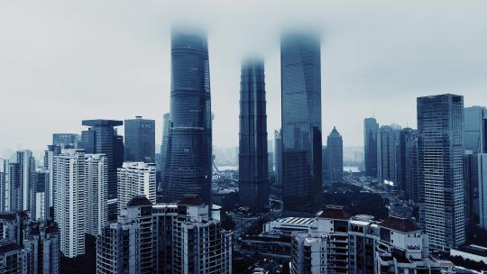 上海陆家嘴CBD航拍空镜