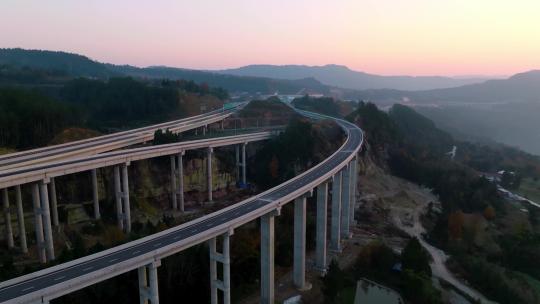 夕阳下的高速路，高速路，互通4K