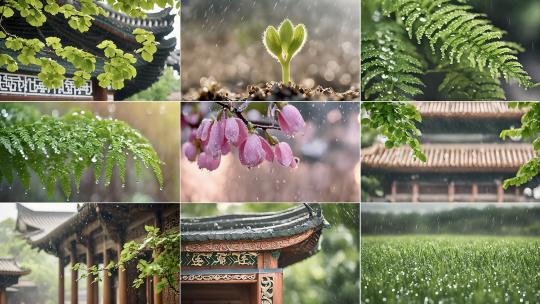 雨水 惊蛰 春天 雨季 春雨 立春高清在线视频素材下载