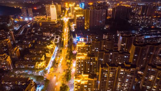 8K湖北咸宁城市天际线夜景航拍延时