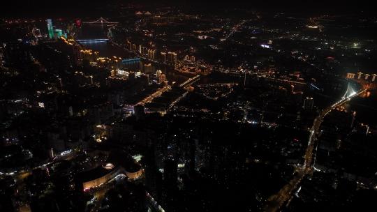 福州夜景航拍城市风光夜景