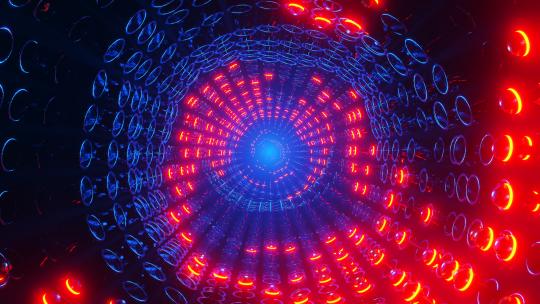 发光的红色球体隧道环 无缝循环4K