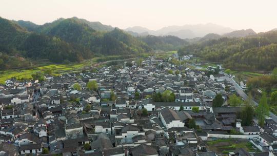 安徽黄山市黟县西递古村徽派村落航拍